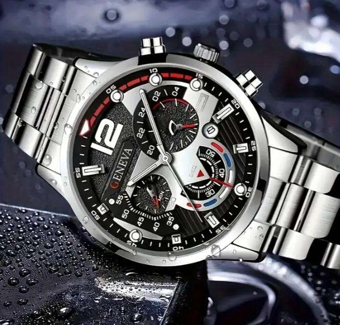 Mens Quartz Watch Set | 4 Piece Jewellery Set for Men