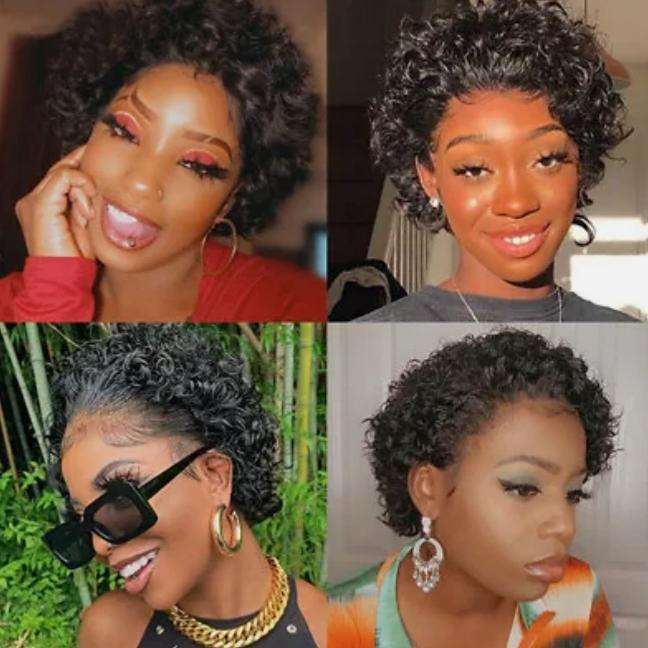 Brazilian Human Hair Curly Pixie 13x1 Lace Wig PLUS Free Gift