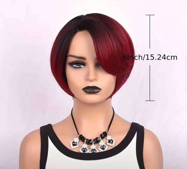 Ombre Heat Resistant Fiber Pixie Wig with Side Part