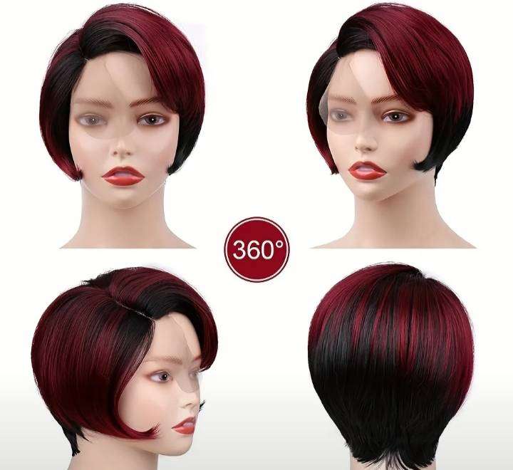 Ombre Heat Resistant Fiber Pixie Wig with Side Part
