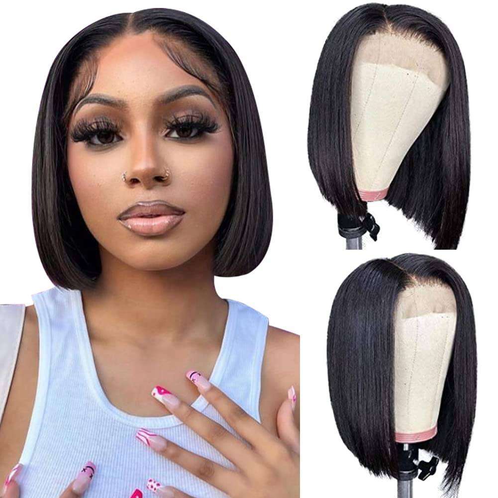 Brazilian Human Hair Bob Wig with 4x4 Lace Frontal PLUS FREE GIFT