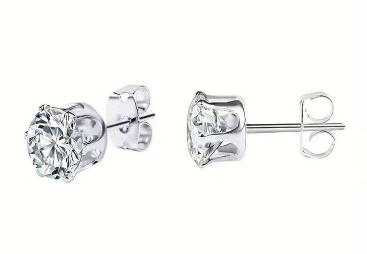 7 mm Stainless Steel Zirconia Stud Earrings