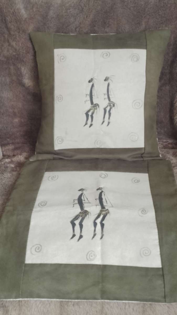 Handmade Velvet Painted Cushion Covers Set