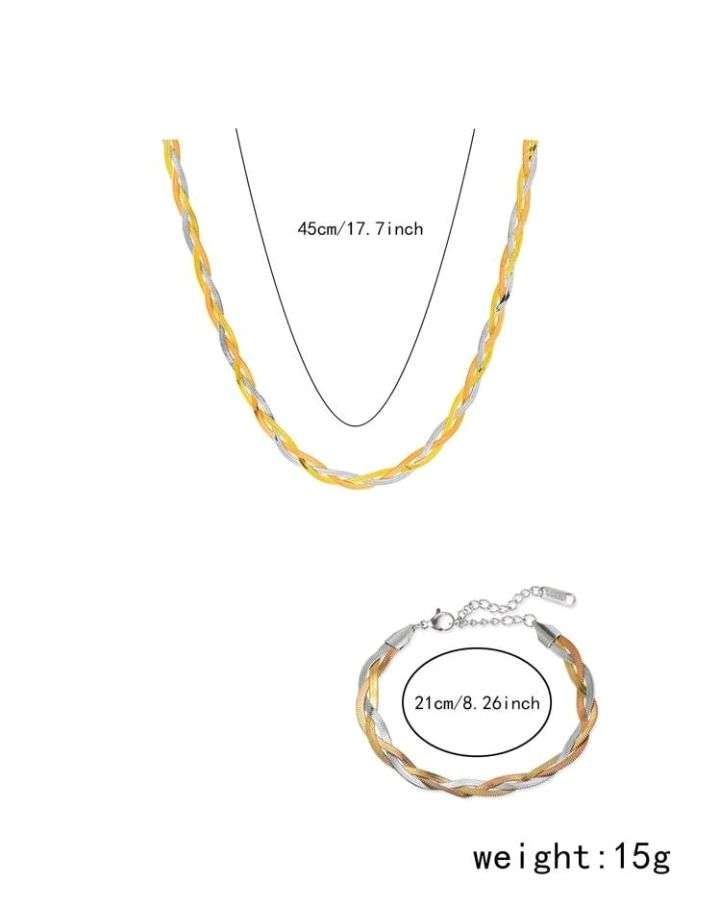 Stainless Steel Trio Necklace and Bracelet Set