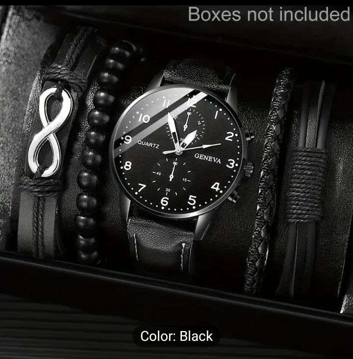 Trendy PU Leather Watch Set