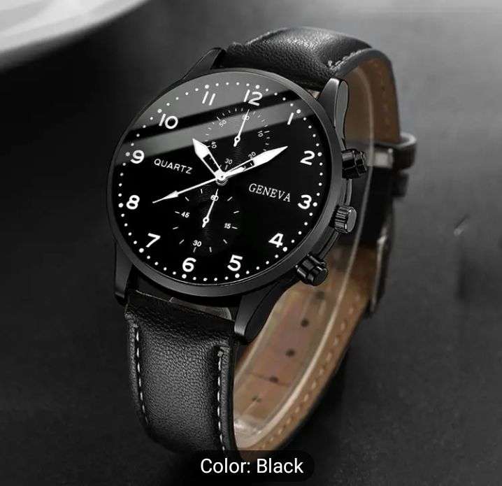 Trendy PU Leather Watch Set