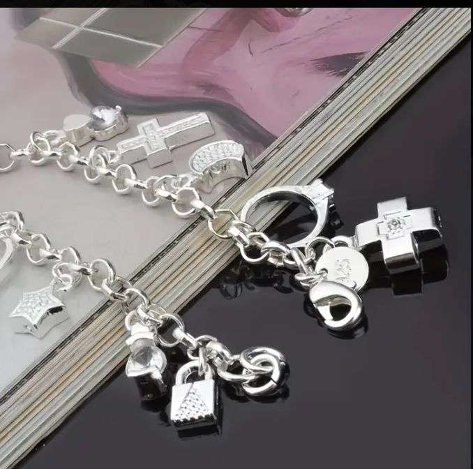 925 Sterling Silver Filled Charm Bracelet