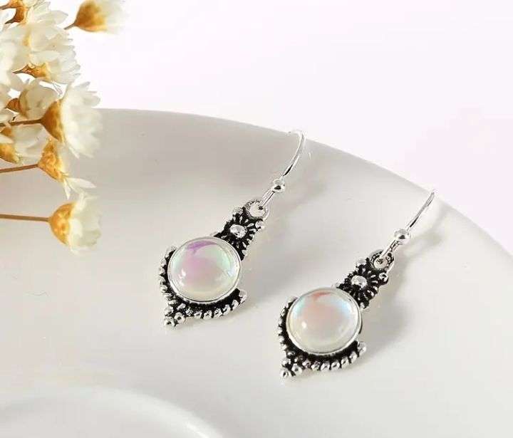 Vintage Style Moonstone Drop Earrings