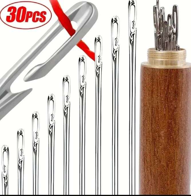 30 Piece Self Threading Hand Sewing Needle Set in Container