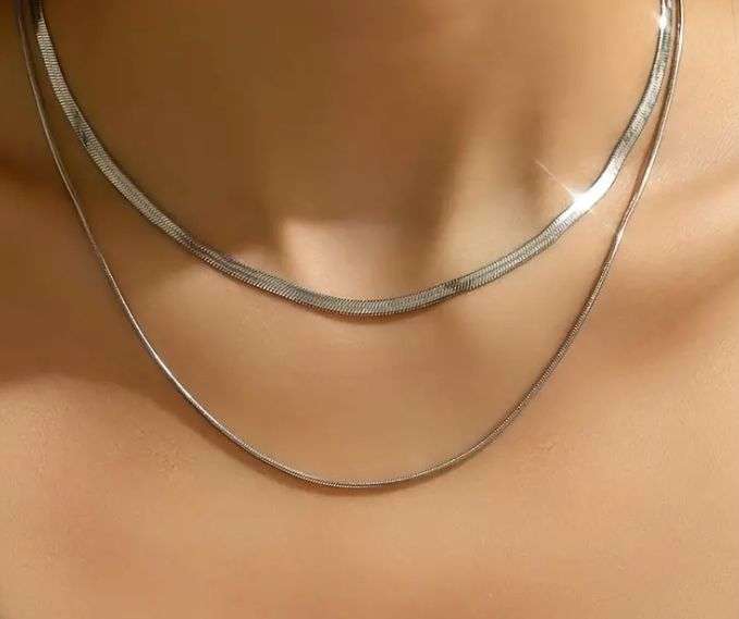 2 Piece Stainless Steel Necklace Set - No Fade