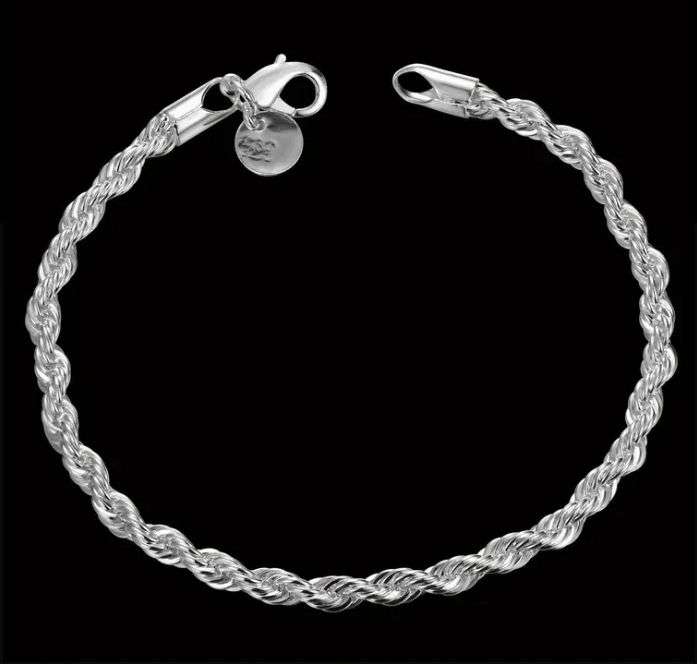 Sterling Silver Filled Twist Rope Bracelet