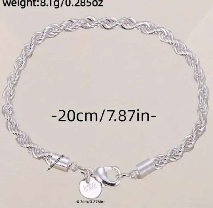 Sterling Silver Filled Twist Rope Bracelet