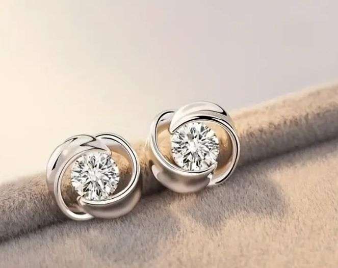 S925 Sterling Silver Crystal Stud Earrings | Marked S925