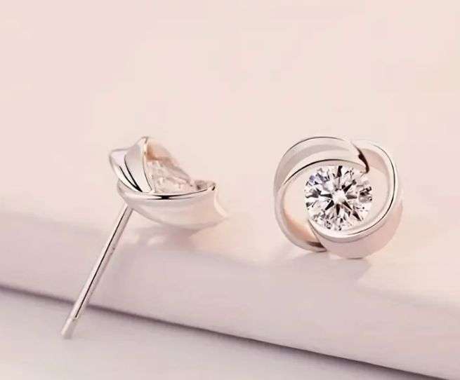 S925 Sterling Silver Crystal Stud Earrings | Marked S925