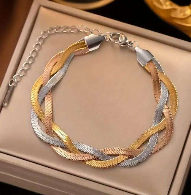Stainless Steel Trio Herringbone Bracelet