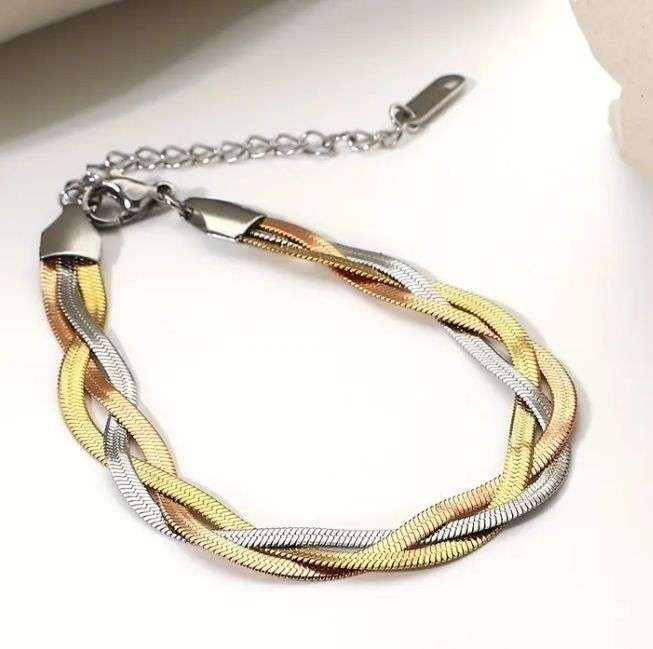 Stainless Steel Trio Herringbone Bracelet