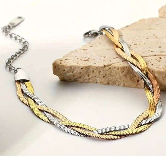 Stainless Steel Trio Herringbone Bracelet