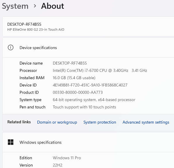 HP EliteOne 800 Touchscreen All In One PC | Quad Core i7, 16GB Ram, 256GB SSD | Full HD Touchscreen