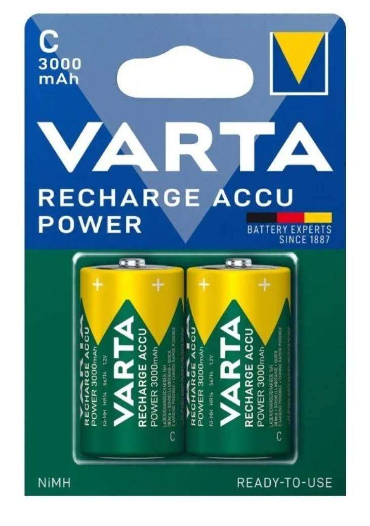 Varta 3000mah 1.2v Long Life Usage Nimh Rechargeable Size C Cell (2pk + 2pk)