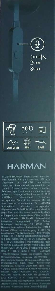 JBL by Harmon Tune 110 In-Ear Phones with One Touch Hands-free