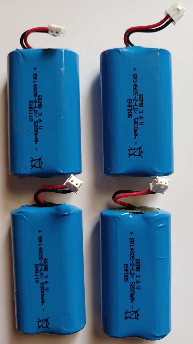 3.6V 5200mah. Lithium 2 Pin Rechargeable Battery Pack (4pc)