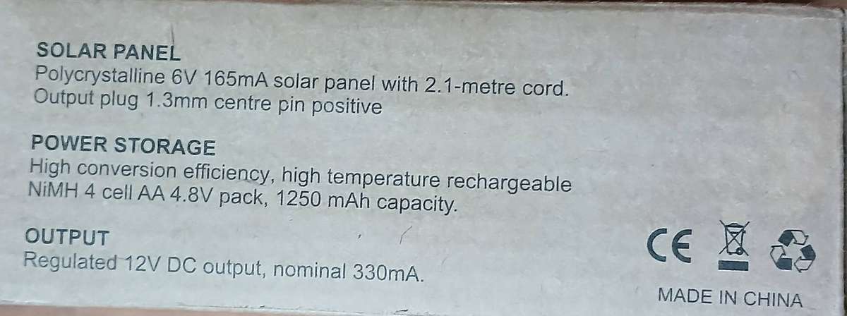 12V dc Solar Panel (330mah)