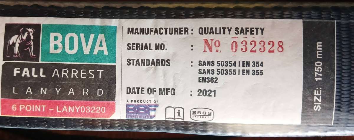 Fall Arrest 6 Point Double Lanyard (1.75M)