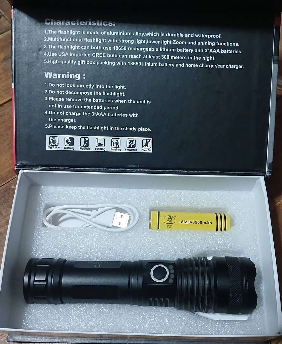 Usb C-Type Rechargeable 300m Night range Flashlight