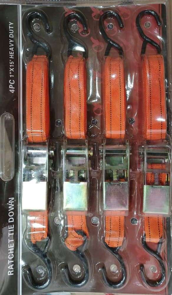 (4pc) Heavy Duty 15' Ratchet Tie Down