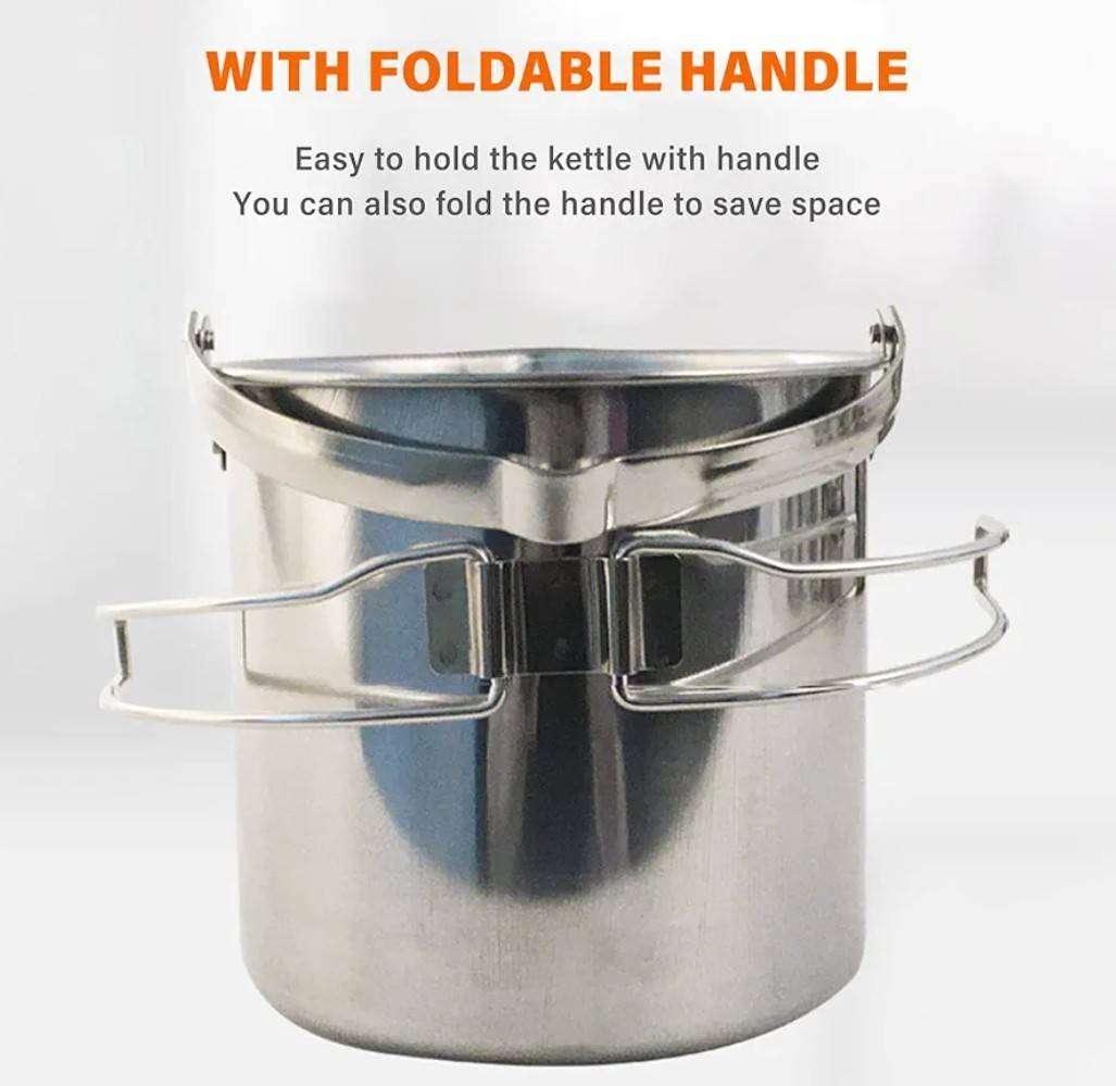 5 Pieces Stainless Steel Outdoor Tea/Coffee Kettle Set