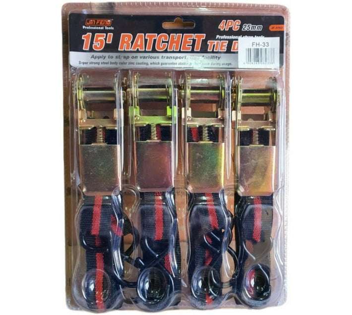 (4 piece) 15' Ratchet Tie Down