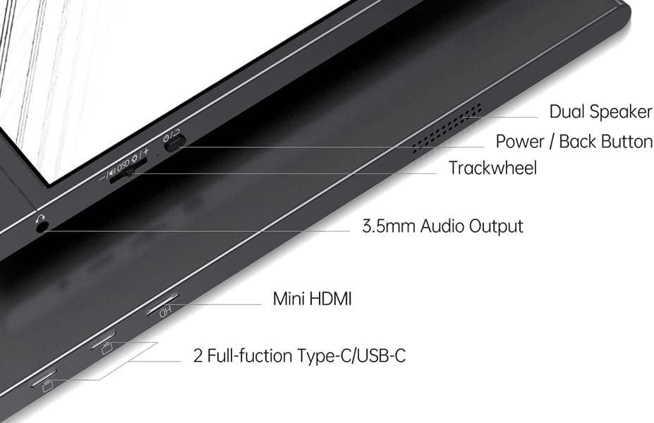Portable Monitor 15.6inch FHD 1080P USB C HDMI Gaming Ultra-Slim IPS Display w/Smart Cover & Speaker
