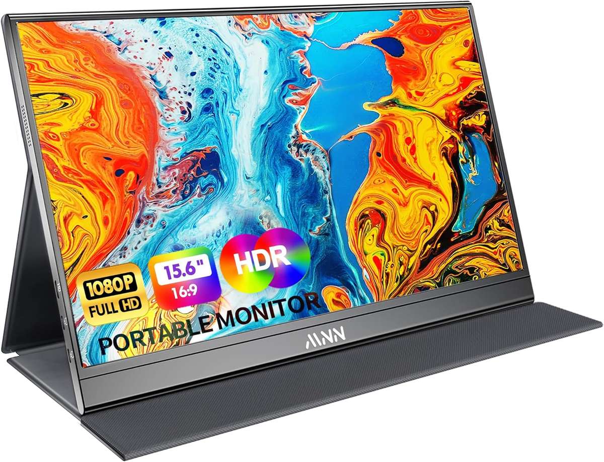 Portable Monitor 15.6inch FHD 1080P USB C HDMI Gaming Ultra-Slim IPS Display w/Smart Cover & Speaker