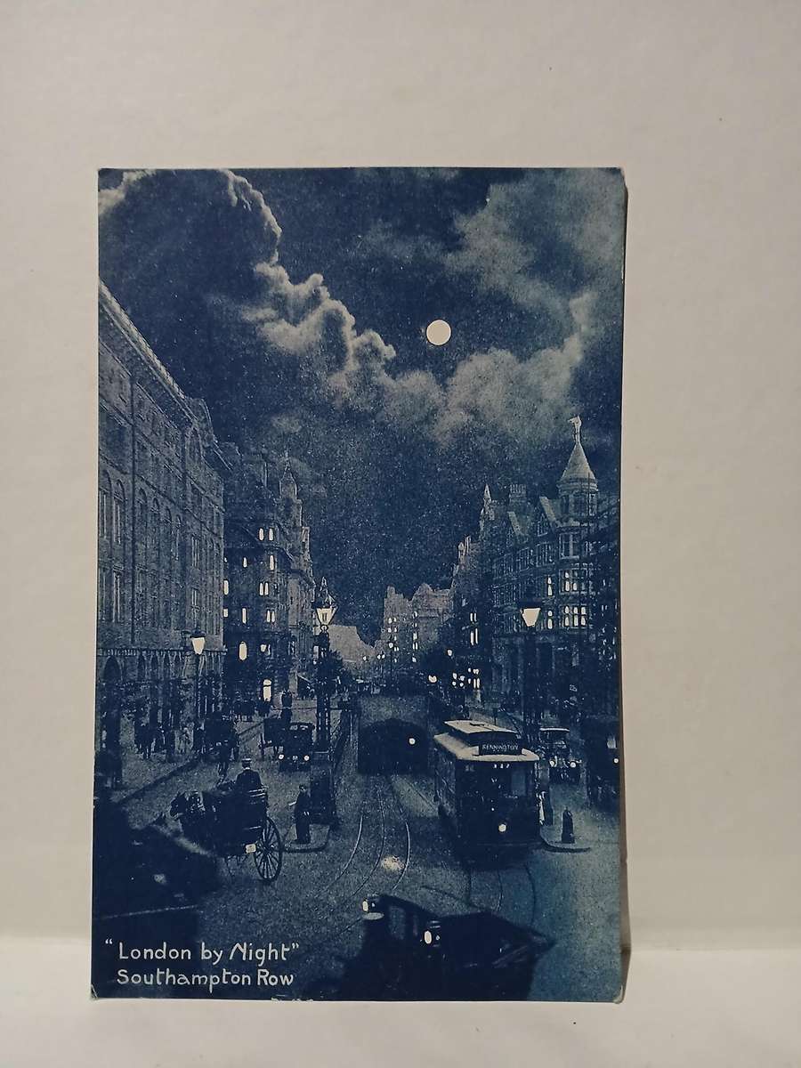 Vintage londom by night postcard South Hampton Row