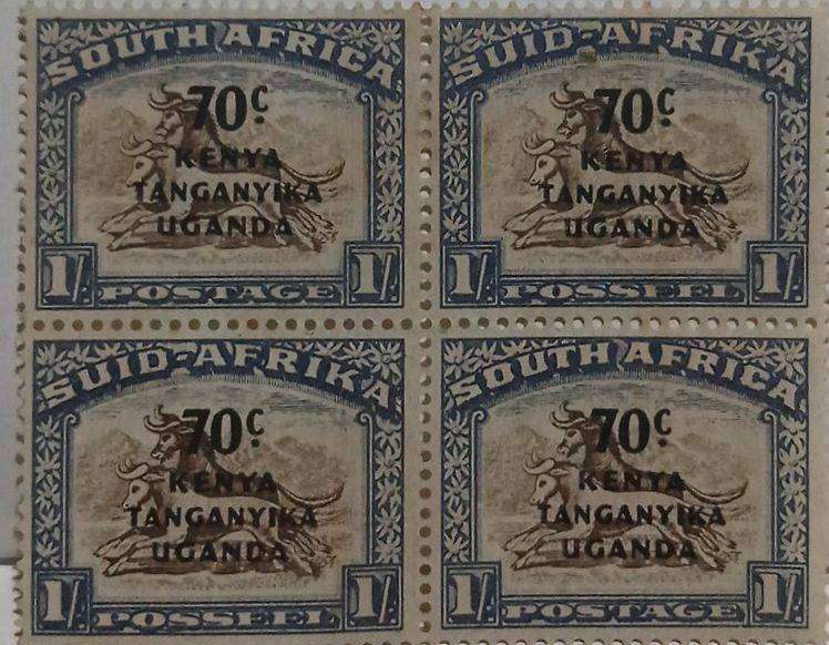 Set of 4 Blocks of 4 Kenya uganda tanganika ovpt stamps