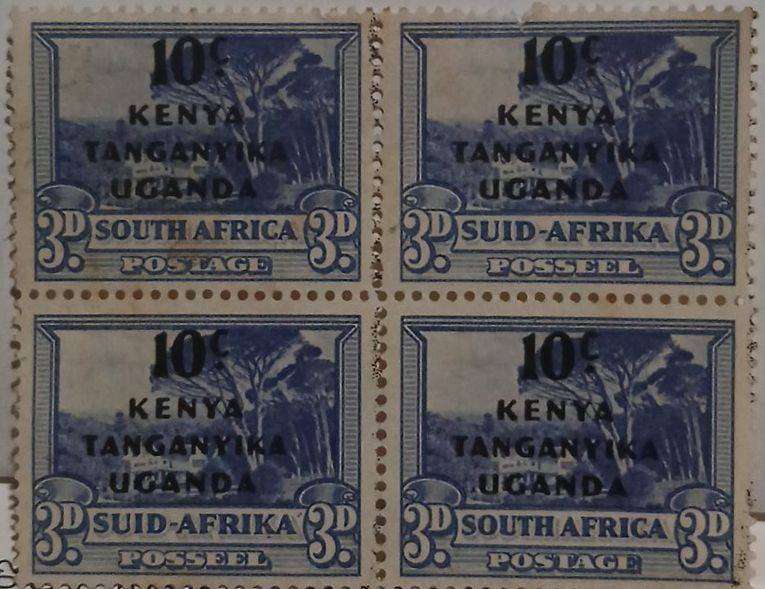 Set of 4 Blocks of 4 Kenya uganda tanganika ovpt stamps