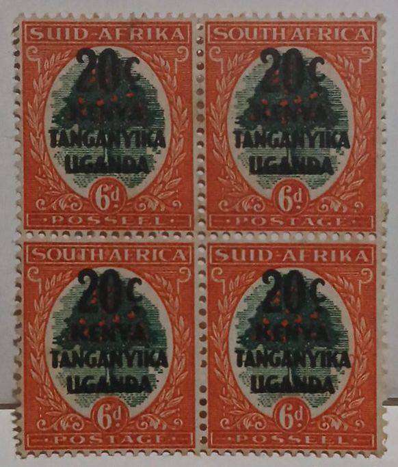Set of 4 Blocks of 4 Kenya uganda tanganika ovpt stamps