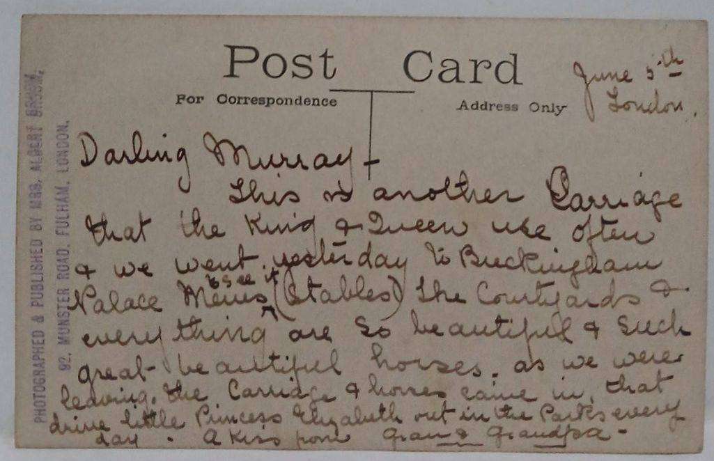 Vintage RPPC (this is actually a photo) of the King and Queens Carriage