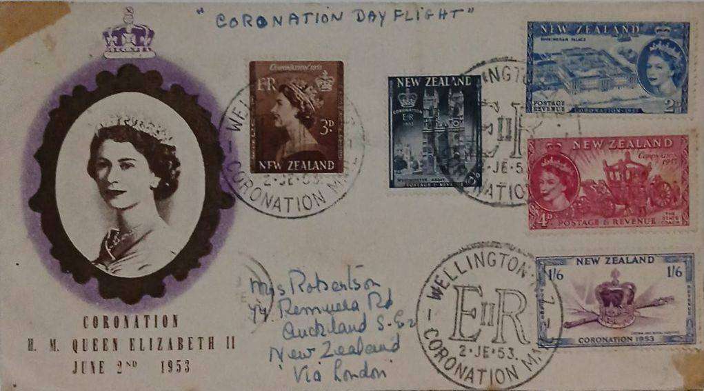 Commemorative coronation day flight cover of Queen Elizabeth 2