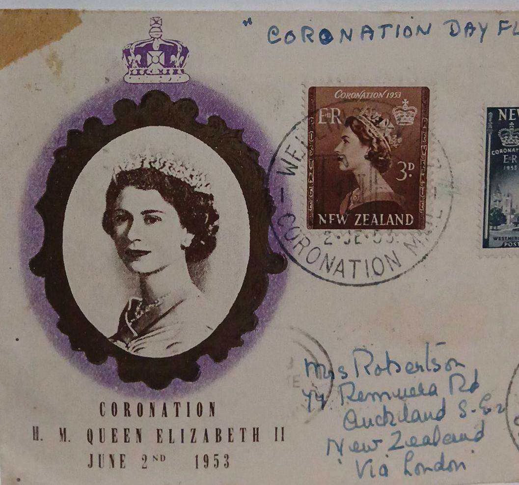 Commemorative coronation day flight cover of Queen Elizabeth 2