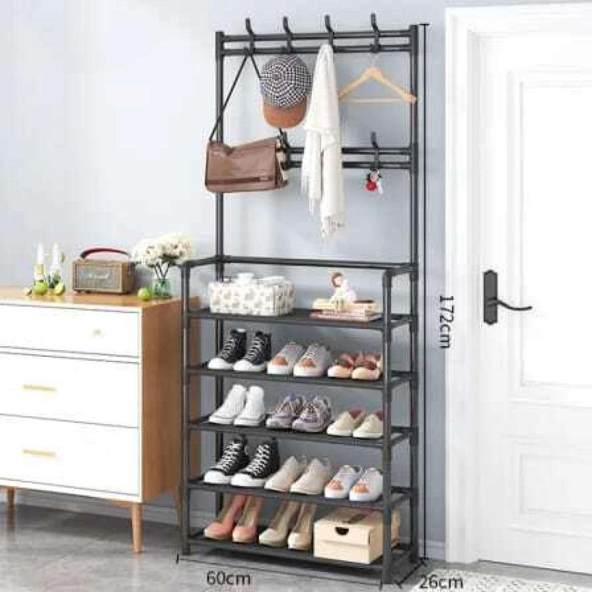 Multifunctional floor cloths rack