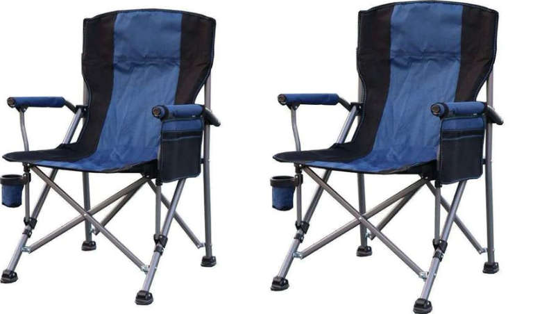 2 x Portable Folding Camping Chair With Cup Holder And Side Pocket-High quality