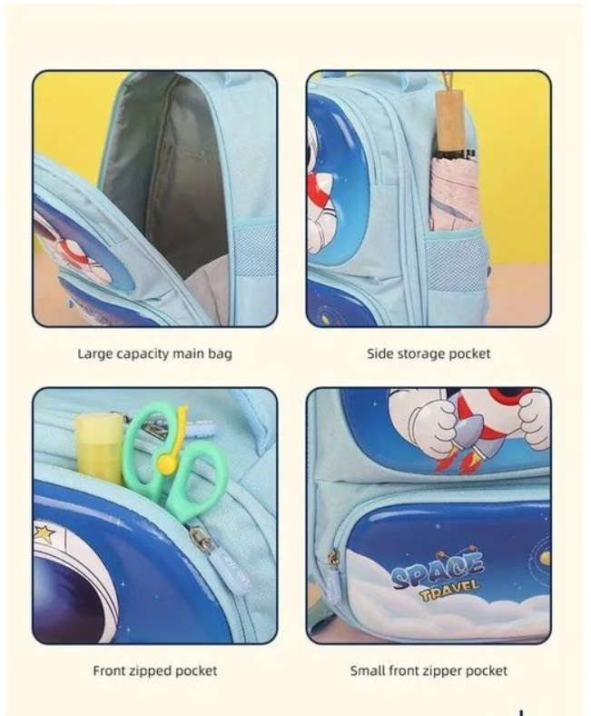 Awesome Preschool Double Shoulder Kids Back-Pack - Blue Space