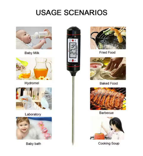 portable Digital thermometer with stainless steel sensor probe
