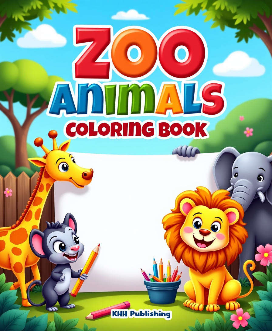 32 Pages Zoo Animals Coloring Book - PDF eBook Format