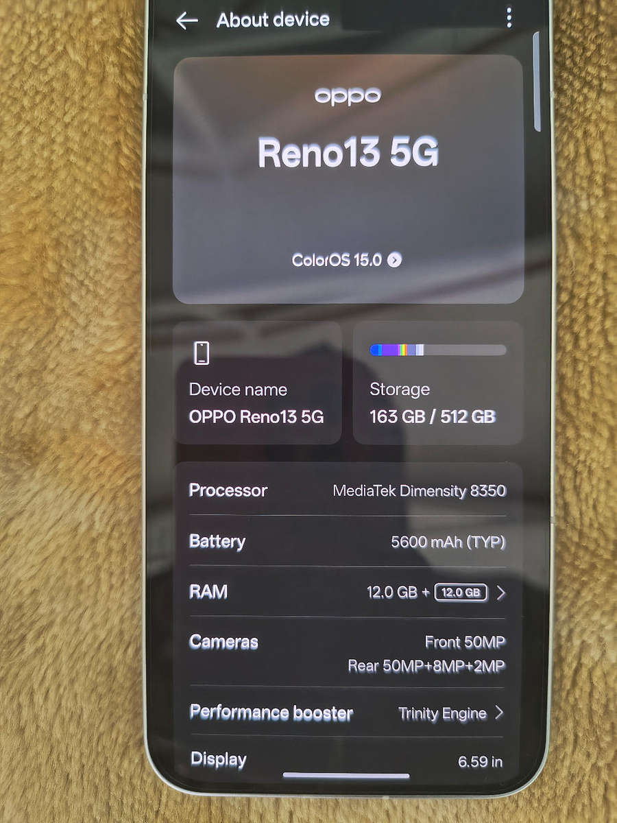 OPPO Reno 13 (24gb Ram 512gb storage)