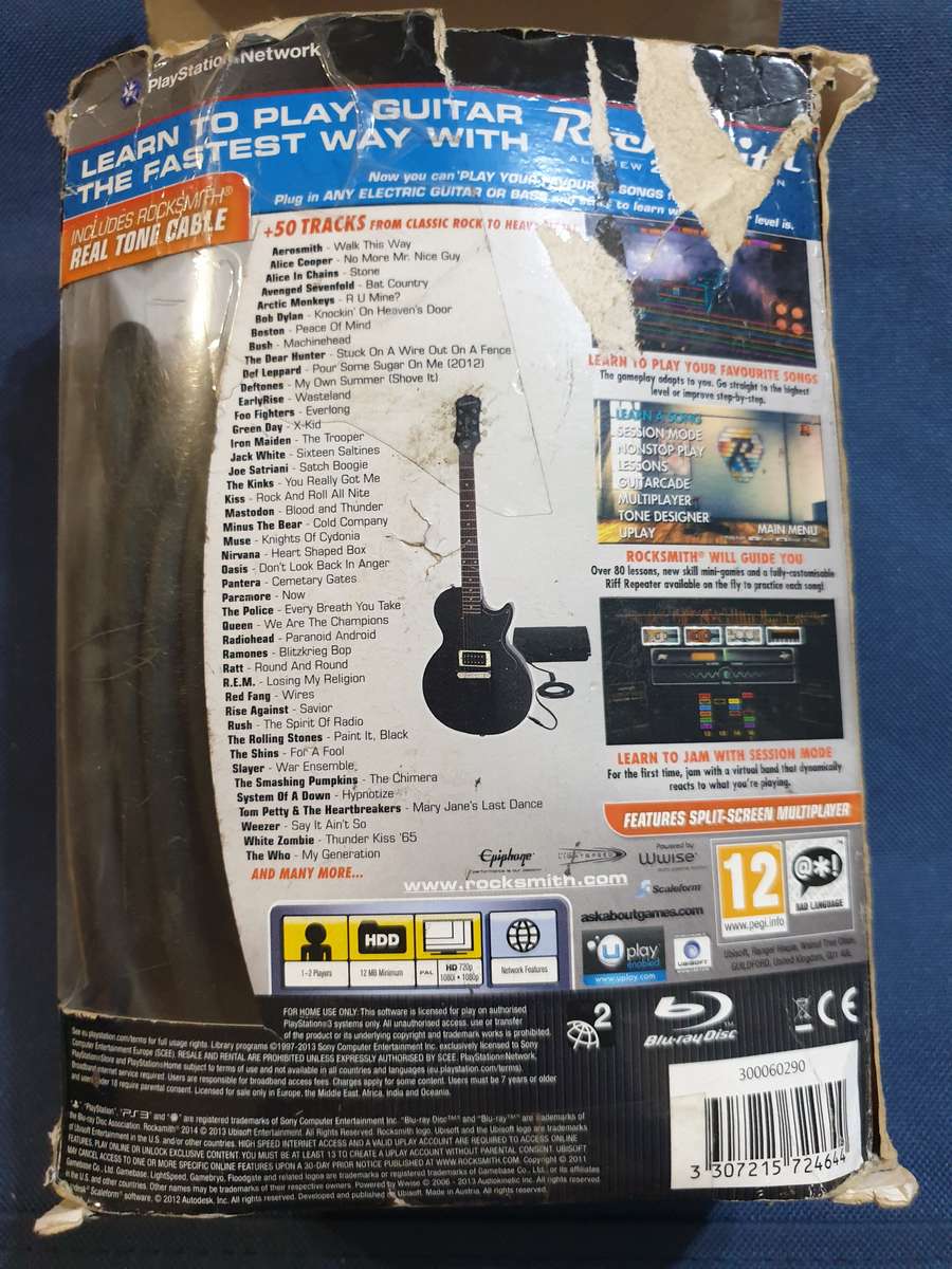 PS3 Game - Rocksmith 2014 + Realtone cable + accessories