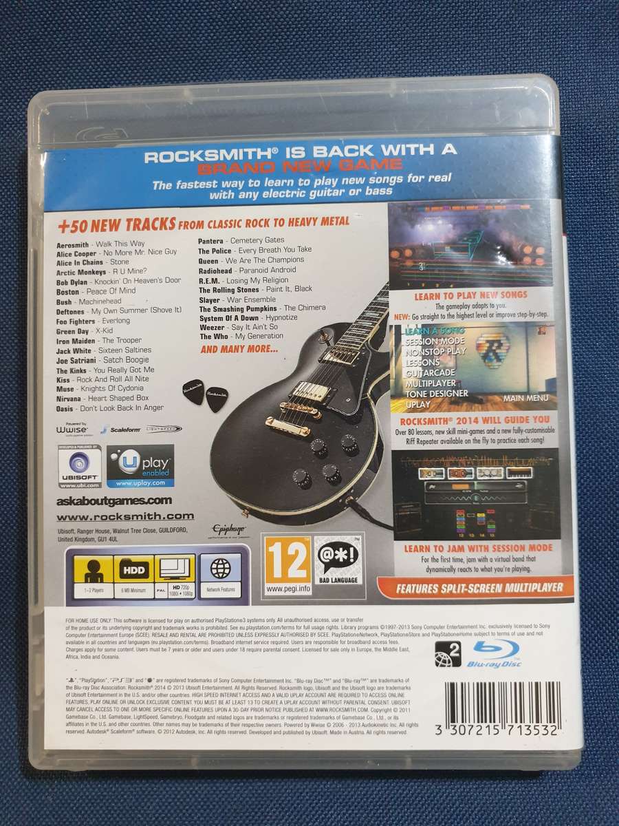 PS3 Game - Rocksmith 2014 + Realtone cable + accessories