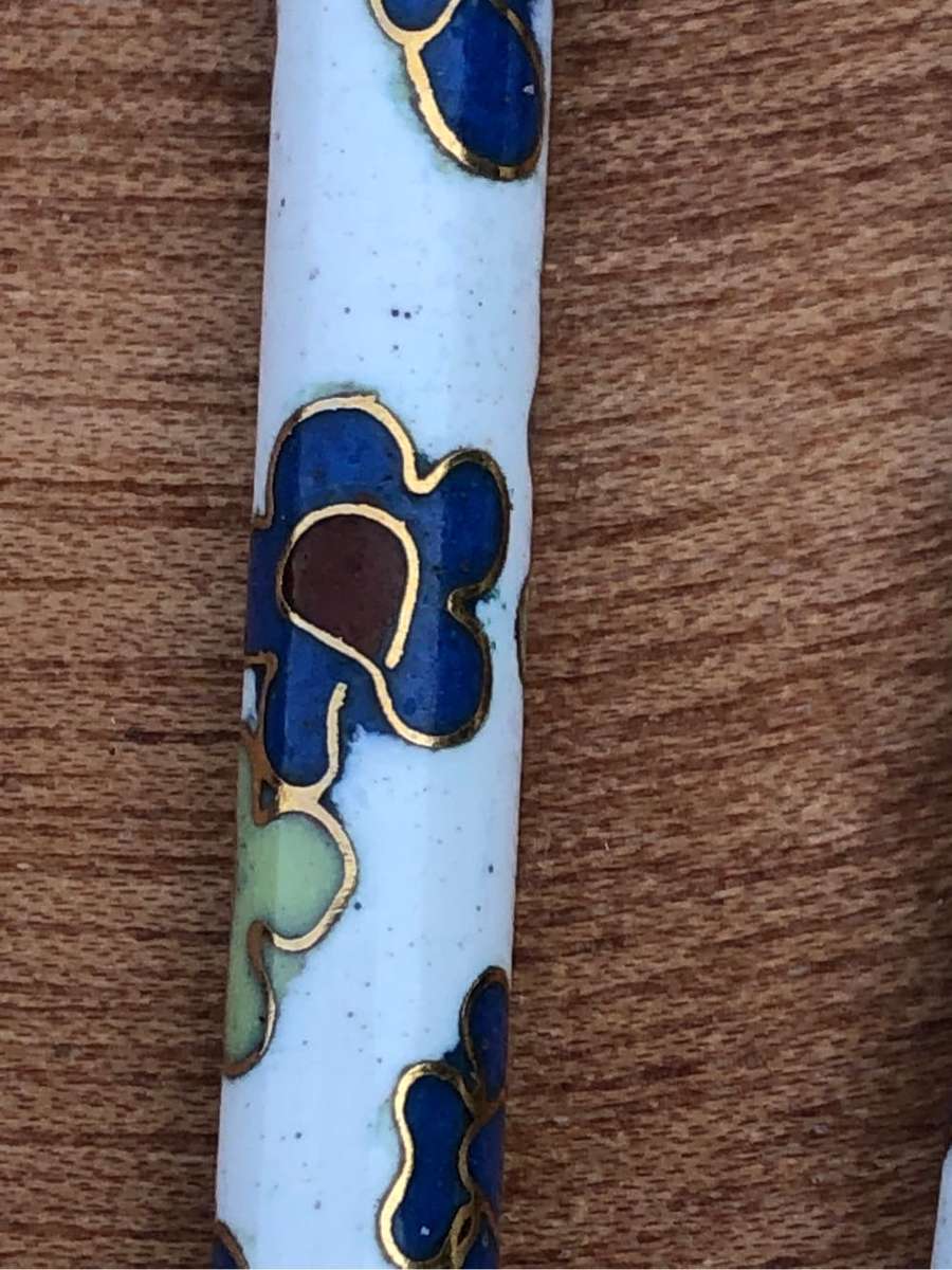 Stunning boxes set of Cloisonné and Ivory chop sticks