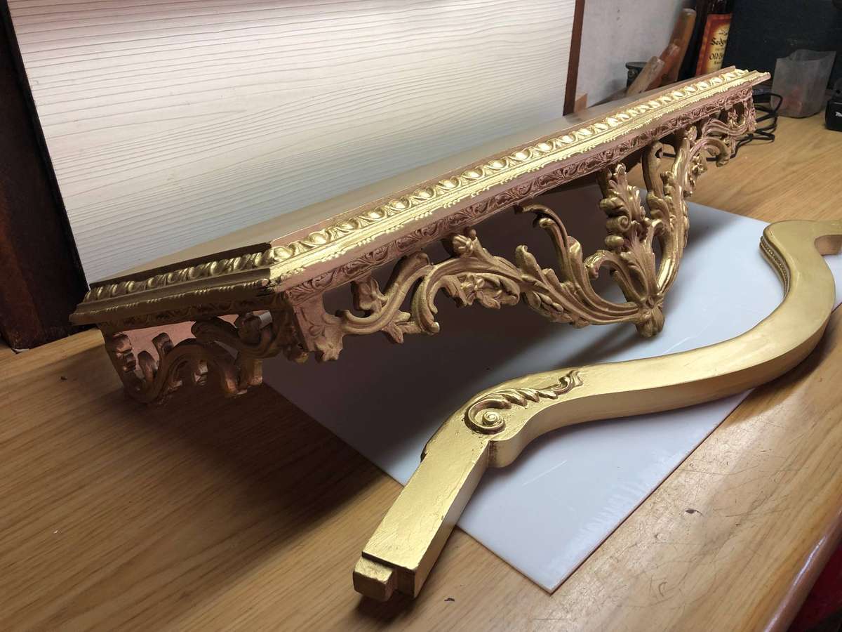 19th Century Gilt French Rococo revival Consul Table